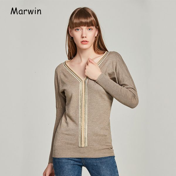

marvin 2019 new jersey casual belt neck v-shaped tight sweater fashion winter sweater soft tissue autumn, Black