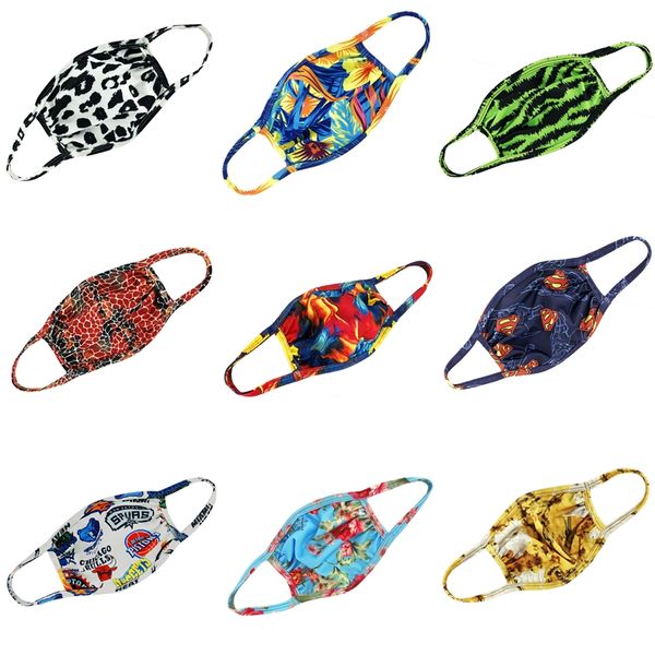 

double layer face mask foral print dustproof anti-uv designer printed masks fashion women men mouth-muffle washable breathable face mask to, Black