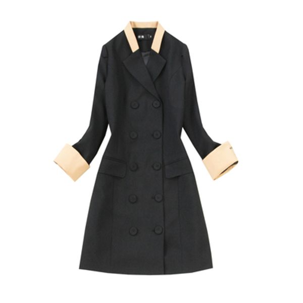 

fashion blazers female / spring summer new high-quality long sleeve casual double-row black stitching blazer women blazers women, White;black