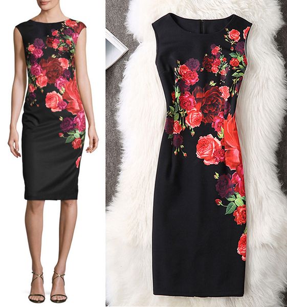 

plus size women clothing summer dresses summer women dress 2019 sizes 3xl 4xl vintage floral evening office bodycon dresses, Black;gray