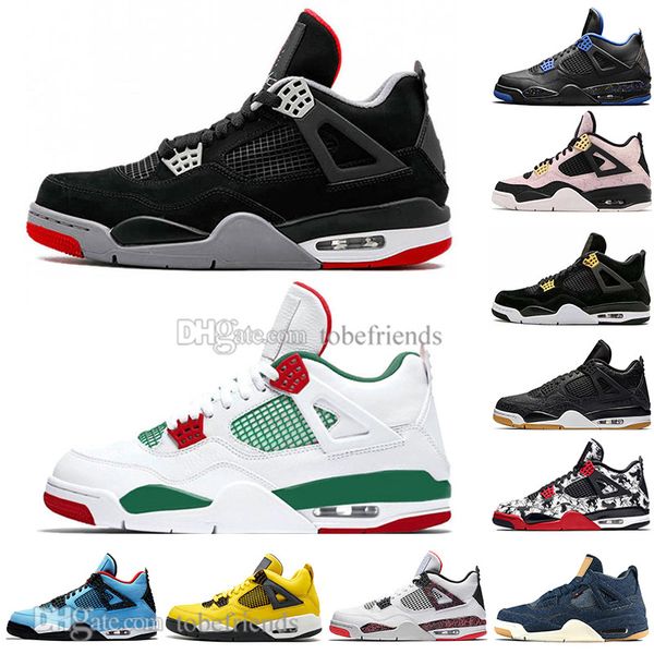 

bred 4 4s what the travis scotts cactus jack laser wings mens basketball shoes pale citron kaws men sports designer sneakers
