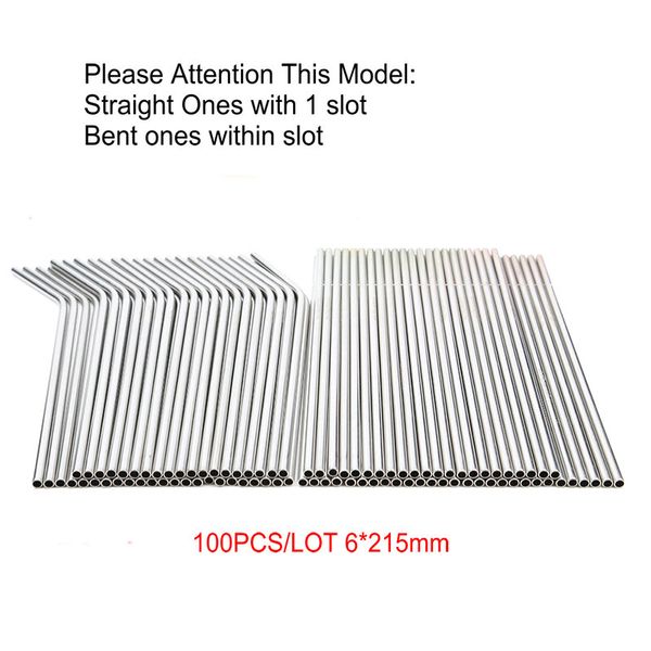 

100pcs/lot 215x6mm reusable straw 304 stainless steel metal straw for mugs 20/30oz