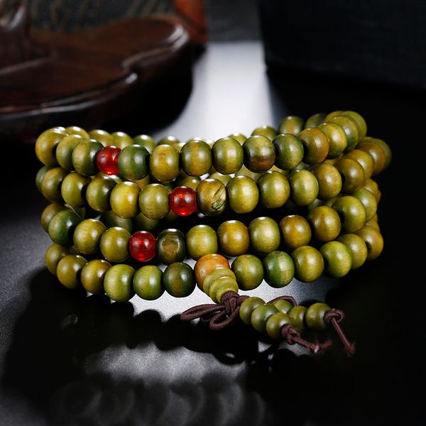 

1pcs 8mm natural sandalwood buddhist buddha meditation wood prayer bead mala bracelet bangles women men jewelry 108 beads bijoux, Black