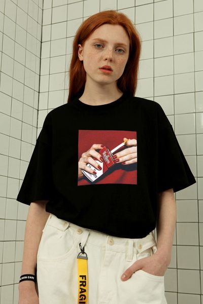 

2019 new creative personality women's shirt large size casual trend female t-shirt wc125, White