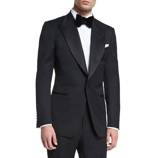 

black wool blend man suits for wedding groom tuxedos wide peaked lapel man blazers one button costume homme 2piece slim fit terno masculino, Black;gray