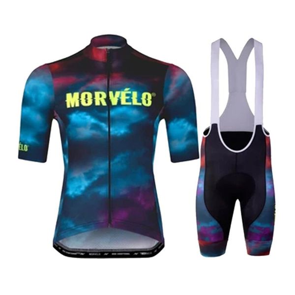 

morvelo 2020 men's jersey men's quick-drying summer bike short-sleeved mountain bike suit outdoor racing suit cycling kit, Black;blue