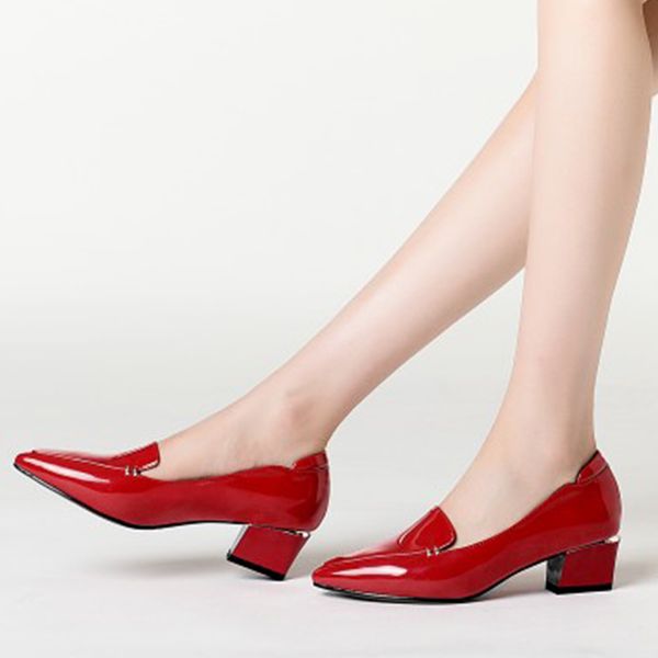 

karinluna new arrivals plus size square heel slip on office lady summer women shoes woman pointed toe pumps female, Black