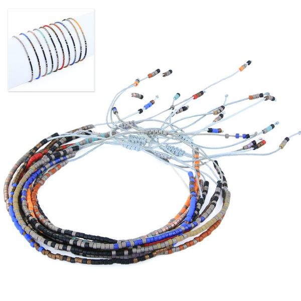 

kelitch vintage multicolor mixed miyuki seed beaded string bracelets chain handmade women men friendship thin wrap, Black