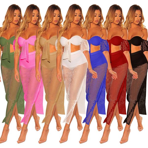 

bikini sweetheart bow knot off shoulder short high side split skirts chest wrap see through mesh beach party two pieces dresses, White;black