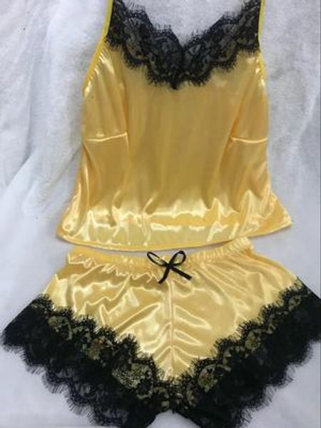 

fashion lace sleepwear women's pajama set lingerie temptation babydoll nightwear cute cami and short pijama mujer, Black;red