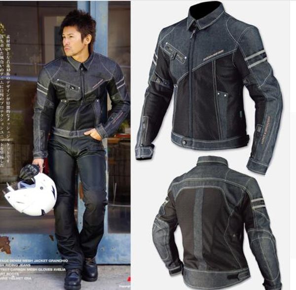 

motorcycle riding suit riding shatter-resistant clothing cowboy clothing motorcycle mesh jacket cycling denim jacket anti-fall jackets, Black;red