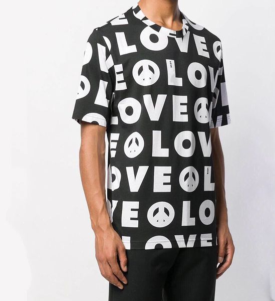 

summer europe italy hip hop luxury peace symbols love logo t shirt cool tshirt men women casual cotton short sleeve cotton tee, White;black