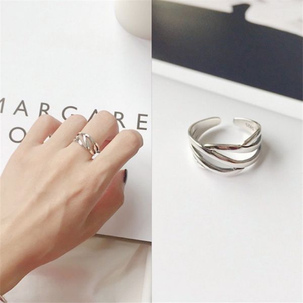 

big new collection japan vintage wide surface rings punk rock wave multi-layer anillos mujer rings for women, Golden;silver