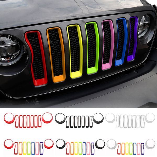 

car headlight cover trim and front mesh grille ring decoration for jeep wrangler jl 2018+ car accessories