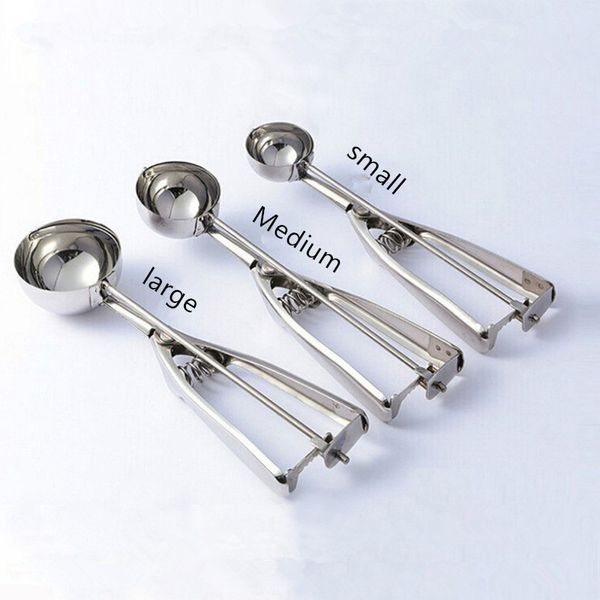 

1pc new 4/5/6cm ice cream spoon useful stainless steel ice cream scoop cookies dough watermelon spoon disher spoon