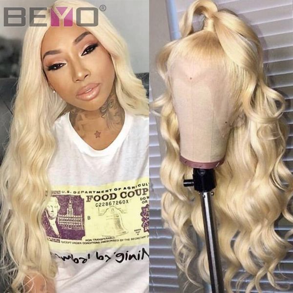 

blonde lace front wig 13x4 brazilian body wave lace front human hair wigs pre plucked 613 wig beyo remy hair wigs, Black;brown