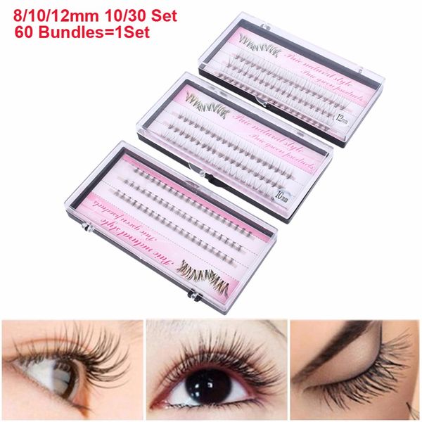 

natural fake eye lashes 60bundles 8/10/12mm makeup individual cluster eye lash grafting fake false eyelash makeup tool 10/30 set
