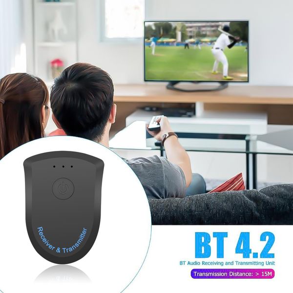 

2 in 1 bluetooth 4.2 receiver and transmitter bluetooth wireless audio adapter with 3.5mm aux cable for tv mp3 pc car radio