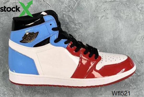 

new 1 high og fearless chicago red white unc blue jordon basketball shoes men women 1s fearless sports sneakers with box, Black