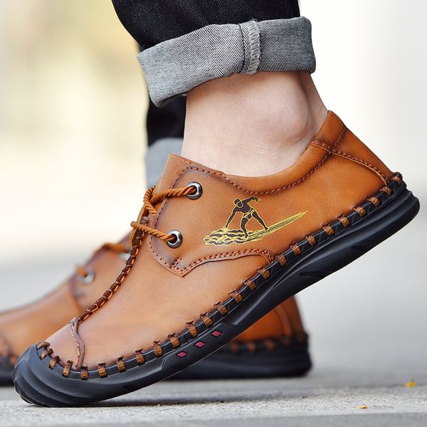 

large size 38-48 men leather oxford simple style formal shoes dress business lace-up casual driving shoes comfortable footwear 5, Black