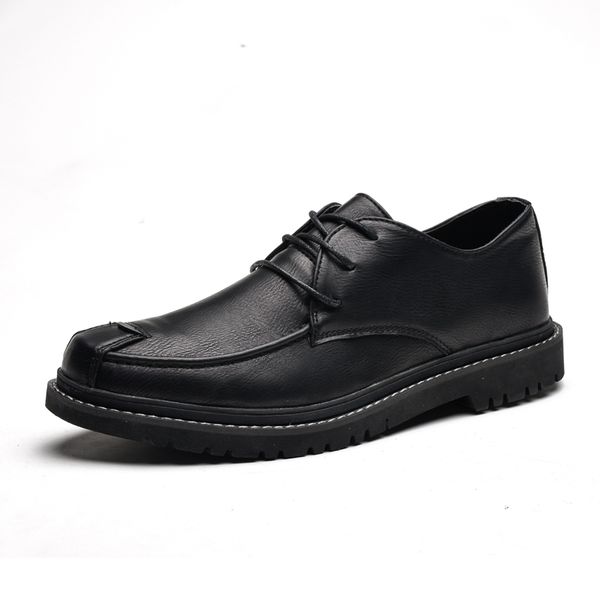 

shoes men flat leather shoes lace up bullock rubber big size outdoor work light fashion black leather men
