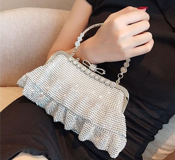 

2020 new korean dinner bag women's rhinestone bow tie clutch lady