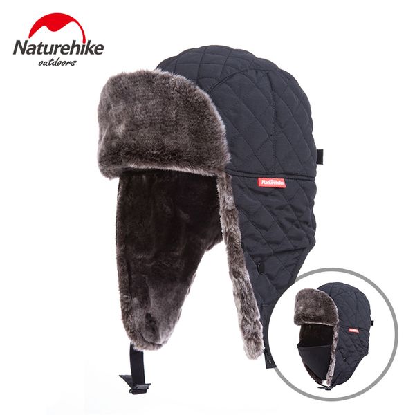 

naturehike winter trooper trapper hat hunting hat ushanka ear flap chin strap with windproof mask, Black;white