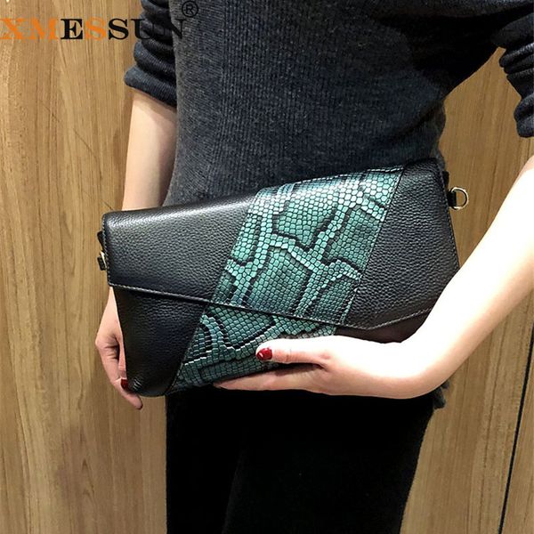 

xmessun 2020 vintage python folding envelope bag pouch design genuine leather clutch bag women shoulder messenger f373