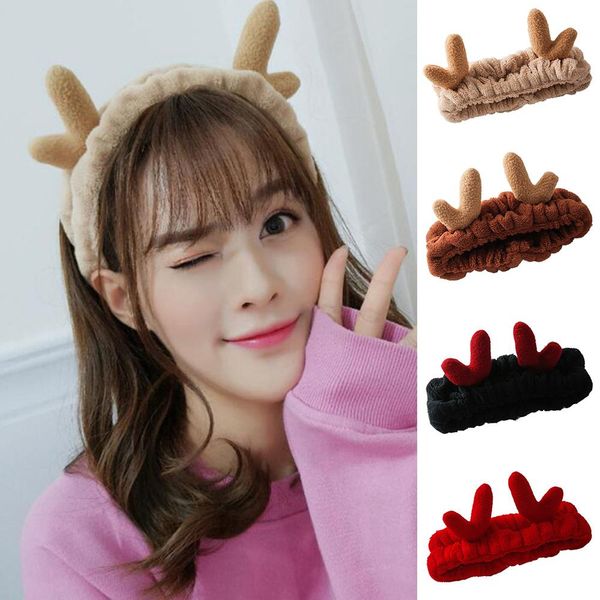 

cotton deer horns elastic hairband wrap headband girl christmas hair accessories new