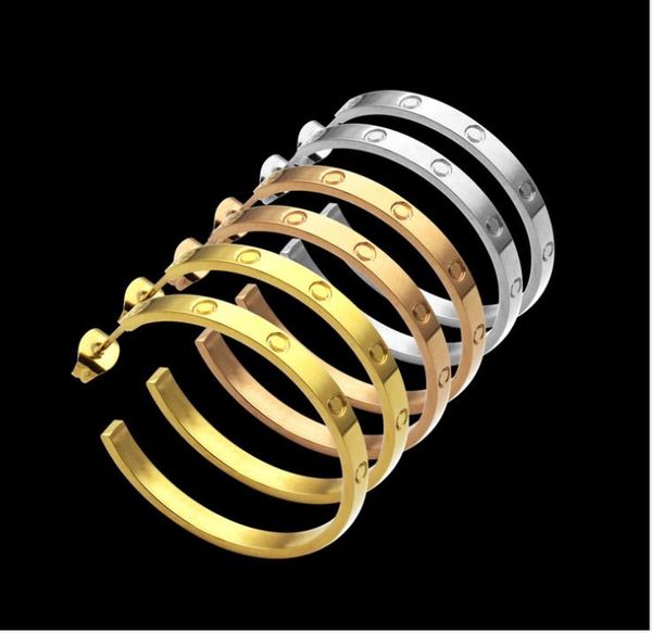 

women's screw earrings 18k rose gold titanium steel earrings large c-shaped earrings, Golden;silver