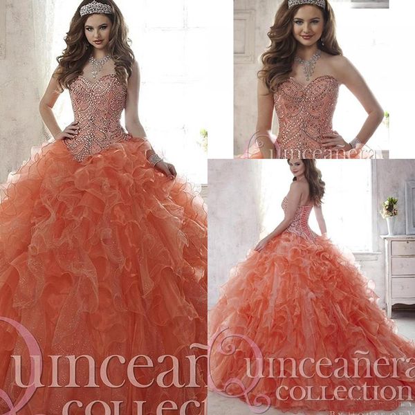 

Princess Luxury Quinceanera Dresses 2019 Ball Gown Organza Beaded Ruffles Sexy Backless Lace Sweet 16 Prom Dress Pageant Gowns