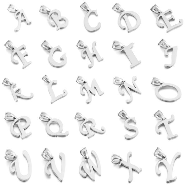 

popular couple jewelry stainless steel jewelry pendant jewelry titanium steel english 26 steel color letters girl gift boy gift, Golden;silver