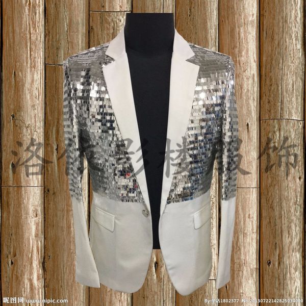 

s-xxxl evening dress suit men's host bar plus size singer costumes stage clothing personality blazers suit formal dress, White;black