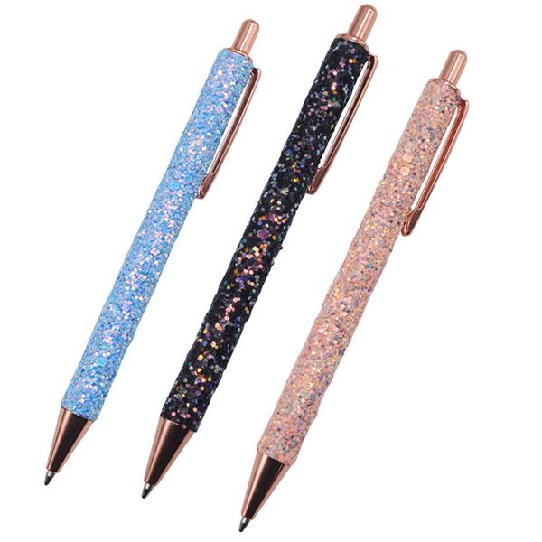 

1 pcs creative ballpoint pen boutique 1.0mm glitter sequin crystal pen 8 colors optional student stationery office writing, Blue;orange