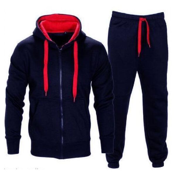 

sweatshirt suit men fashion trendy slim hip hop european and american style hoodie black zipper coat + pants, Gray