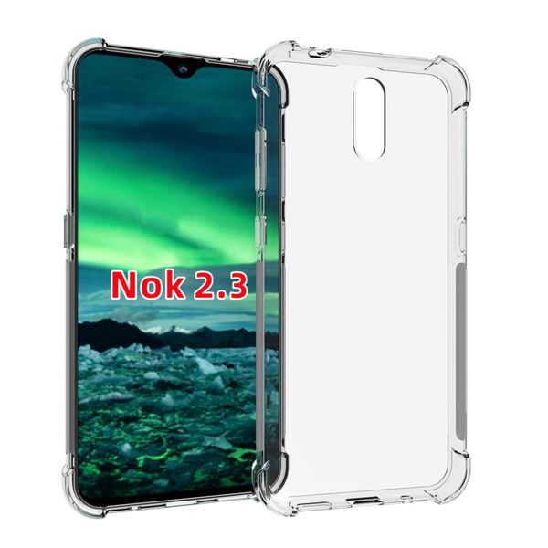 

shockproof clear transparent tpu with four corner protective case cover compatible for nokia 2.3