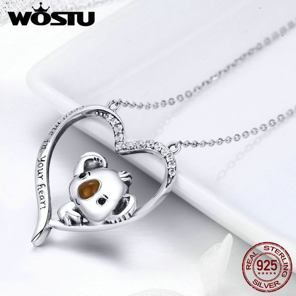 

wostu 925 sterling silver cute koala pendant necklace for women girl lovely jewelry gift for girlfriend fin256
