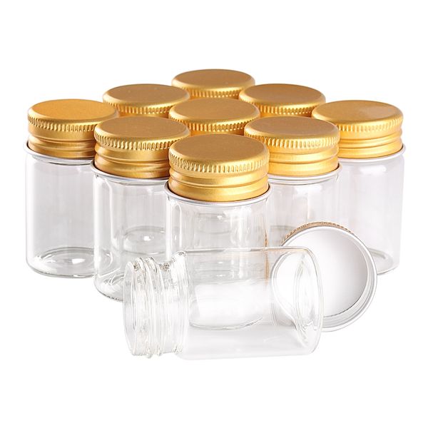 24 peças 20ml 30 * Bottles 50 milímetros de vidro com alumínio dourado Caps pequenos frascos de vidro Frascos de vidro para presente de casamento Crafts