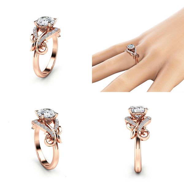 

925 exquisite ma'am copper plating rose diamond ring jewelry sets silver men band rings for women wedding