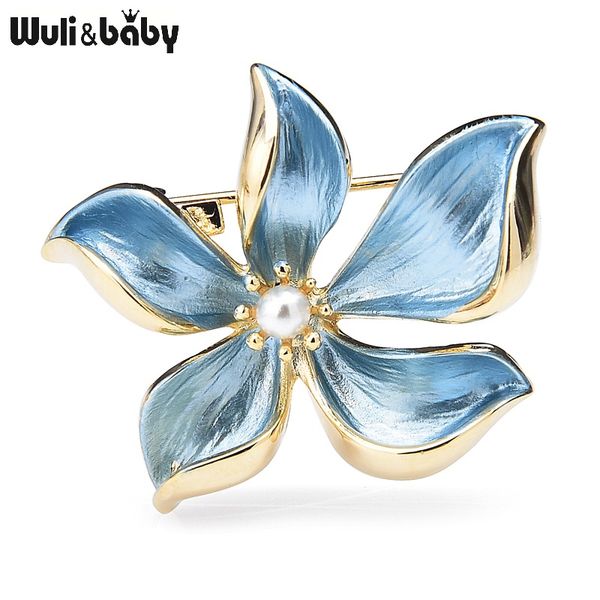 

wulibaby новый эмаль цветок броши женщины розовый синий цветок свадьбы офис повседневная брошь булавки подарки оригинальный дизайн, Gray