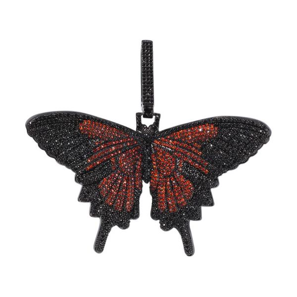 

animal butterfly pendant give tennis chain & cuban chain + iced out cubic zircon hip hop rock jewelry accessories unisex, Silver