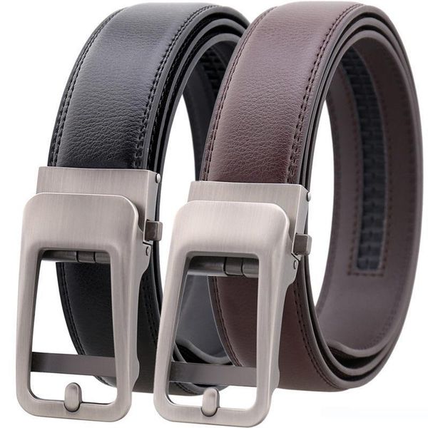 

fashions cowhide belts automatic buckle business waistband luxury belt jeans cow waist strap mens womens hiphop belt, Black;brown