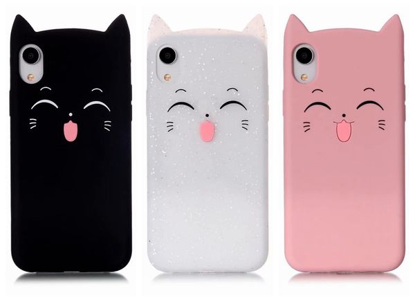 

3D Cat улыбка кошки Мягкий силиконовый гель чехол для iPhone X 8 7 Plus 6 6 S SE 5 5s симпатичные прекрасный красочные розовый черный прозрачный телефон обложка кожи