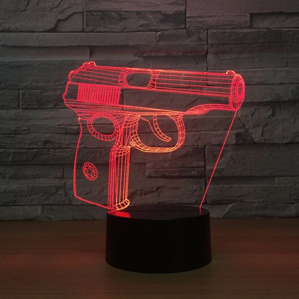 

new pistol 3d lamp 7 color led night lamps for kids touch led usb table lampara lampe baby sleeping nightlight room lamp
