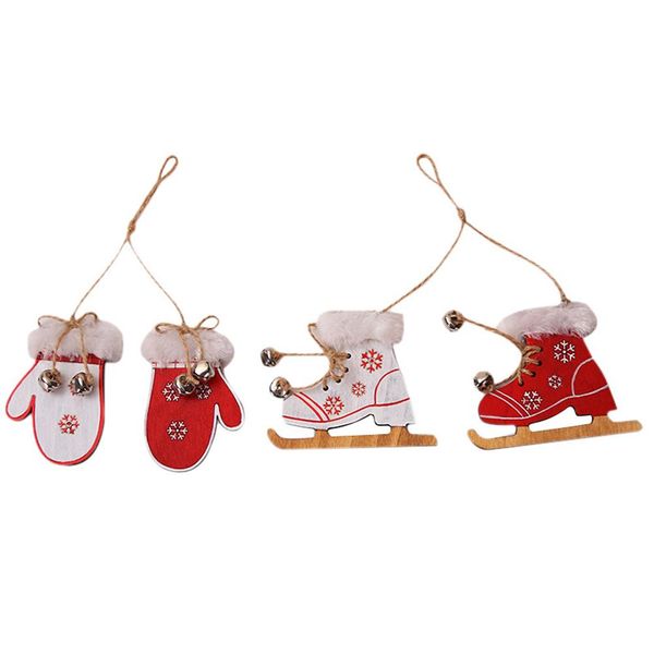 

wood color christmas gloves decorative pendant creative christmas boots pendant ornaments doll home decor