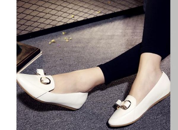 

2018 bowknot women's shoes in spring and autumn with new style flat bottom pointed end shallow mouth@56, Black