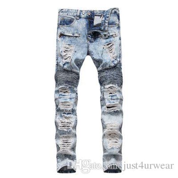 

mens 2019 sell fashion long length jeans straight hole high street blue jeans male zipper pants