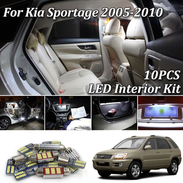 

11pcs белый canbus водить автомобиль интерьер фары комплект обновления для 2005-2010 kia sportage 2 водить интерьер купола магистральные све