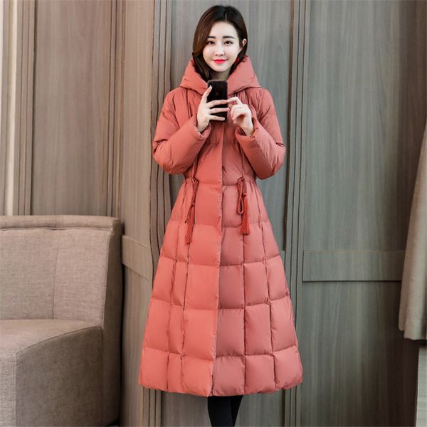 

2019 winter parkas new cotton outerwear women hooded medium long down cotton coats solid color large size female jacket xin126, Black