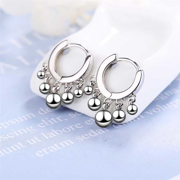 

new design 925 sterling silver round beads tassel earrings for women trendy gold silver hoop earring boucle d'oreilles oorbellen, Golden;silver